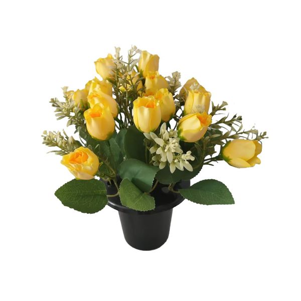 Essential Rose Mix Remembrance Grave Pot - Yellow