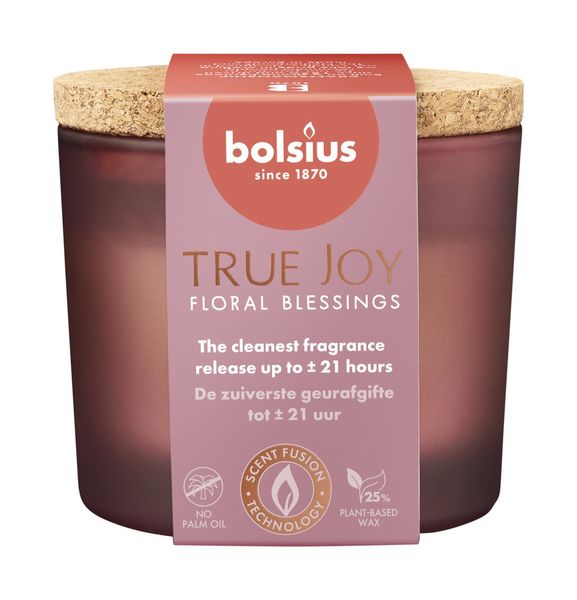 Bolsius True Joy Fragrance Glass -Cork Lid - 66x83 - Floral Blessings