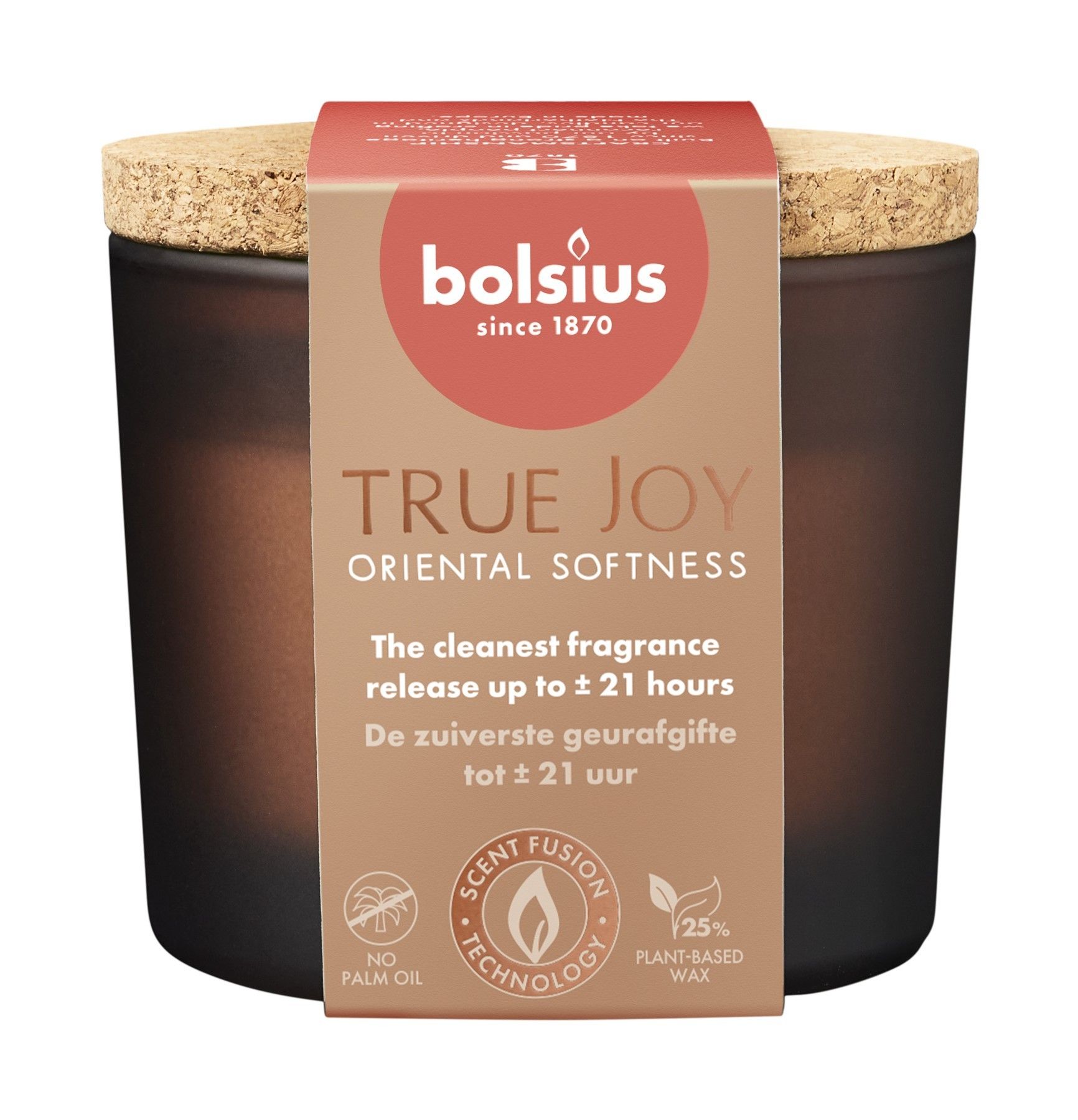Bolsius True Joy Fragrance Glass -Cork Lid - 66x83 - Oriental Softness