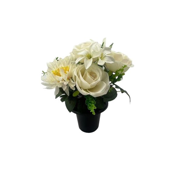 Essential Garden Mix Remembrance Grave Pot - White