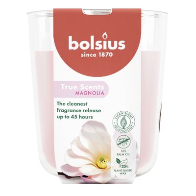 Bolsius - True Scents Fragrance  Large Candle Glass - H9.7 x 8.5cm - Magnolia