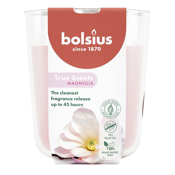 Bolsius - True Scents Fragrance  Large Candle Glass - H9.7 x 8.5cm - Magnolia