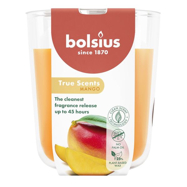 Bolsius - True Scents Fragrance  Large Candle Glass - H9.7 x 8.5cm - Mango