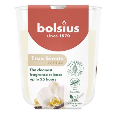 Bolsius - True Scents Fragrance  Small Candle Glass - H8 x 7.3cm - Vanilla