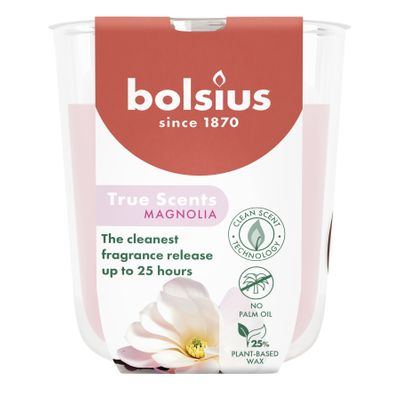 Bolsius - True Scents Fragrance  Small Candle Glass - H8 x 7.3cm - Magnolia