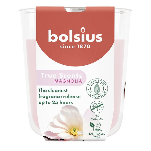 Bolsius - True Scents Fragrance  Small Candle Glass - H8 x 7.3cm - Magnolia