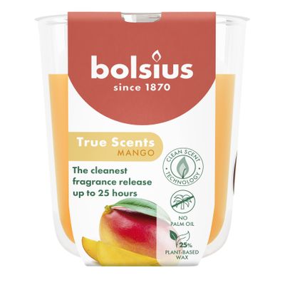 Bolsius - True Scents Fragrance  Small Candle Glass - H8 x 7.3cm - Mango