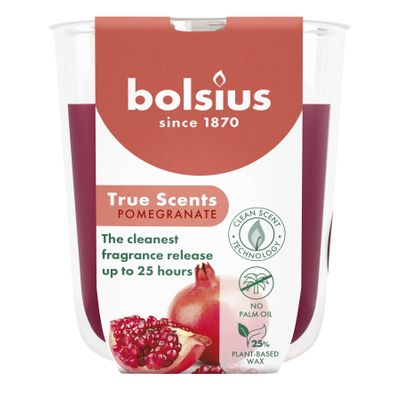 Bolsius - True Scents Fragrance  Small Candle Glass - H8 x 7.3cm - Pommegranate