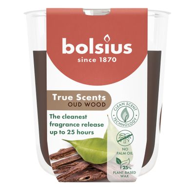 Bolsius - True Scents Fragrance  Small Candle Glass - H8 x 7.3cm - Oud Wood