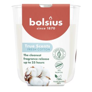 Bolsius - True Scents Fragrance  Small Candle Glass - H8 x 7.3cm - Fresh Cotton