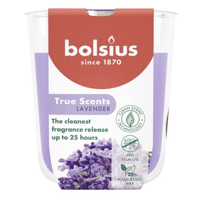 Bolsius - True Scents Fragrance  Small Candle Glass - H8 x 7.3cm - Lavender