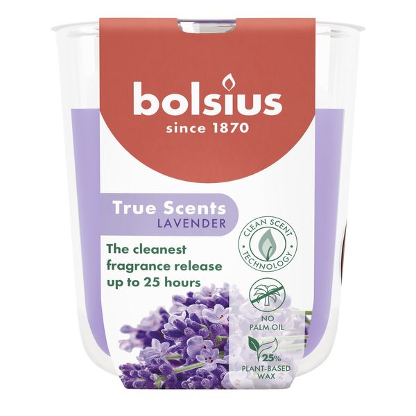 Bolsius - True Scents Fragrance  Small Candle Glass - H8 x 7.3cm - Lavender