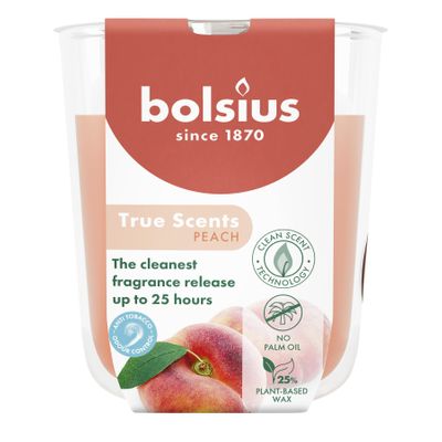 Bolsius - True Scents Fragrance  Small Candle Glass - H8 x 7.3cm - Peach