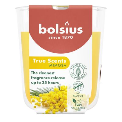 Bolsius - True Scents Fragrance  Small Candle Glass - H8 x 7.3cm - Mimosa