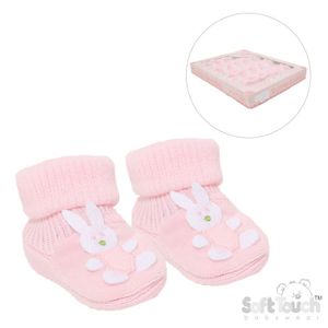 Pink Acrylic Bunny Baby Bootees