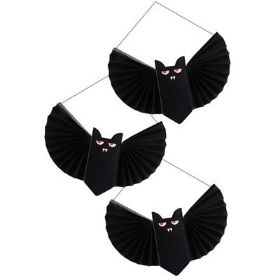 Pack of 3 Halloween Paper Bat Decorations