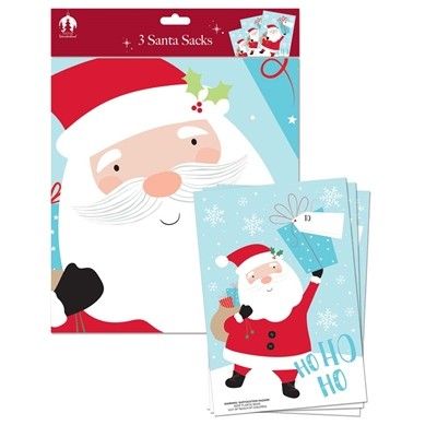  Pack of 3 PVC Santa Sacks