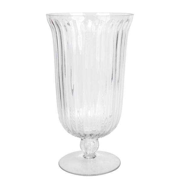 Rochelle Fluted Stemmed  Hurricane Vase - 25cm