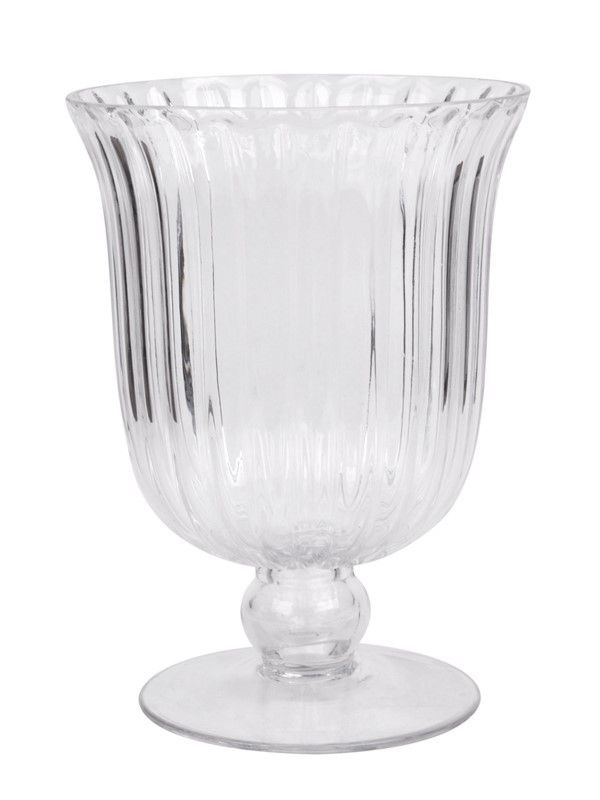 Rochelle Fluted Stemmed  Hurricane Vase - 21cm