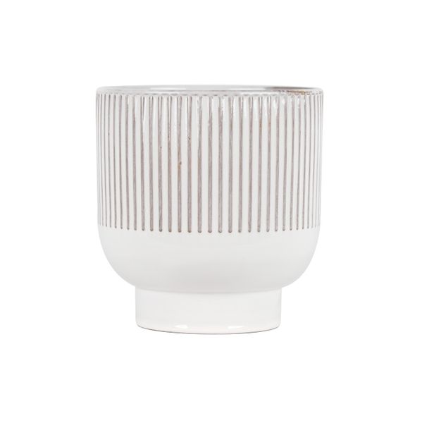 Hortus Home Toulon Stoneware Pot - Cream - Dia 20 x H21cm