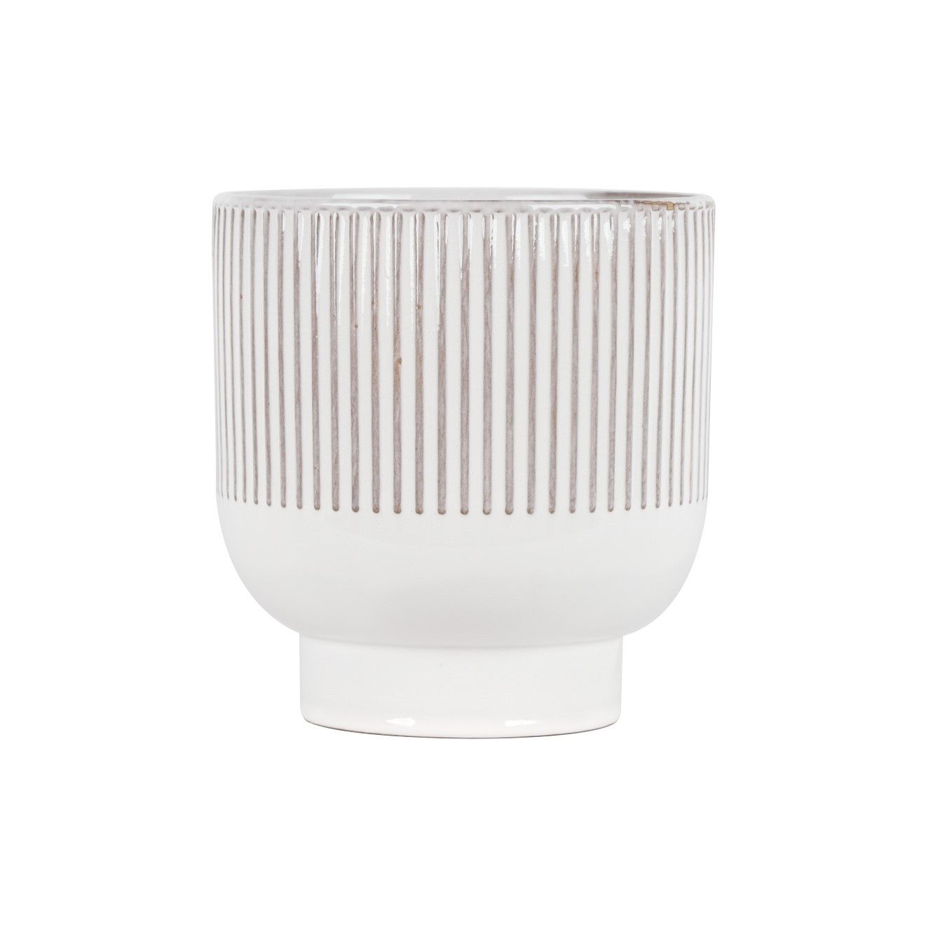 Hortus Home Toulon Stoneware Pot - Cream - Dia 20 x H21cm