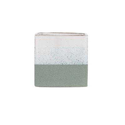 Hortus Home Bordeaux Stoneware Cube - Green - W15 x H15.5cm