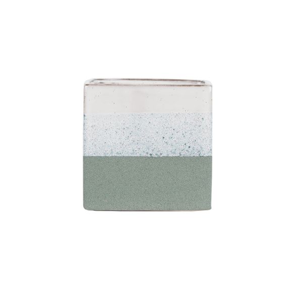 Hortus Home Bordeaux Stoneware Cube - Green - W15 x H15.5cm
