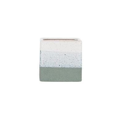 Hortus Home Bordeaux Stoneware Cube - Green - W12.5 x H12.5cm