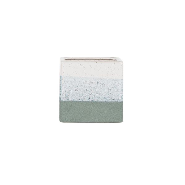 Hortus Home Bordeaux Stoneware Cube - Green - W12.5 x H12.5cm