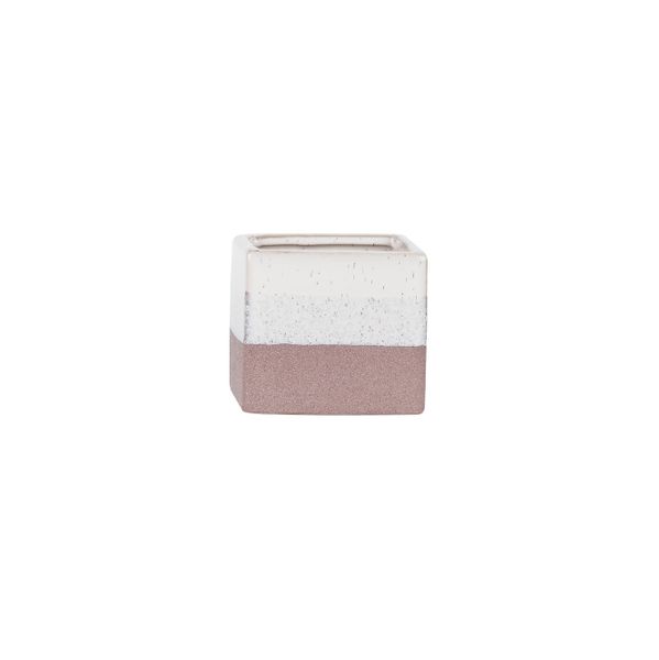 Hortus Home Bordeaux Stoneware Cube - Pink - W10 x H9cm