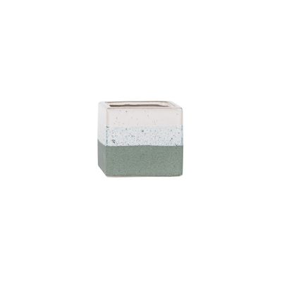 Hortus Home Bordeaux Stoneware Cube - Green - W10 x H9cm