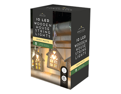 10 LED Wooden House String Lights (2.1m)