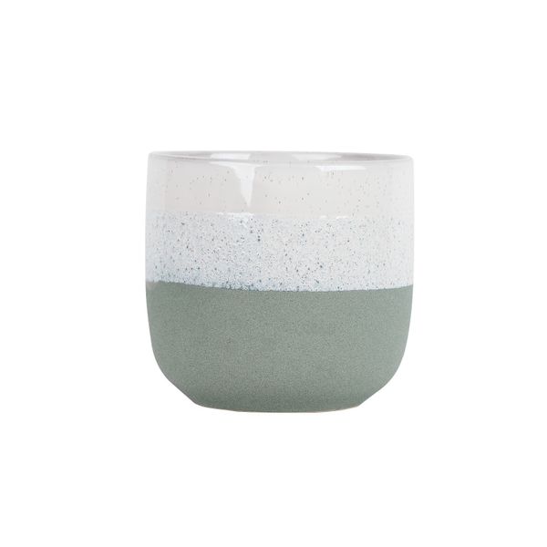 Hortus Home Bordeaux Stoneware Pot  - Green - Dia 22 x H20cm