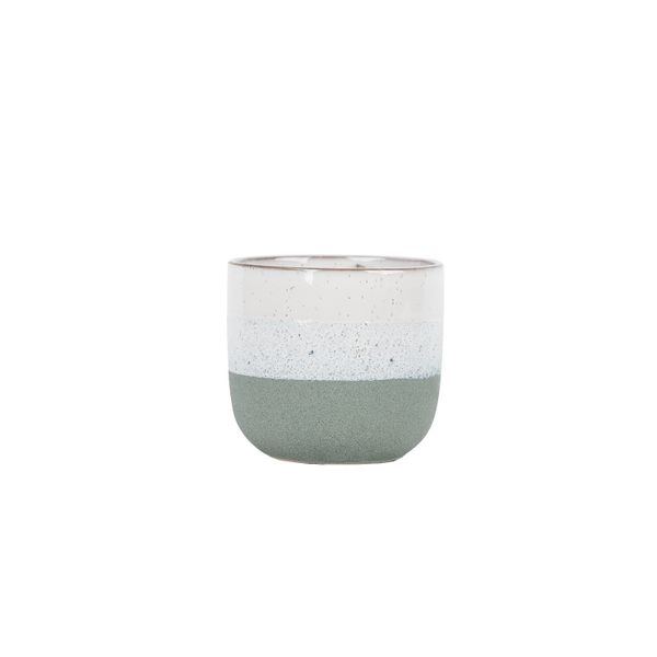 Hortus Home Bordeaux Stoneware Pot  - Green - Dia 14.5 x H12.5cm