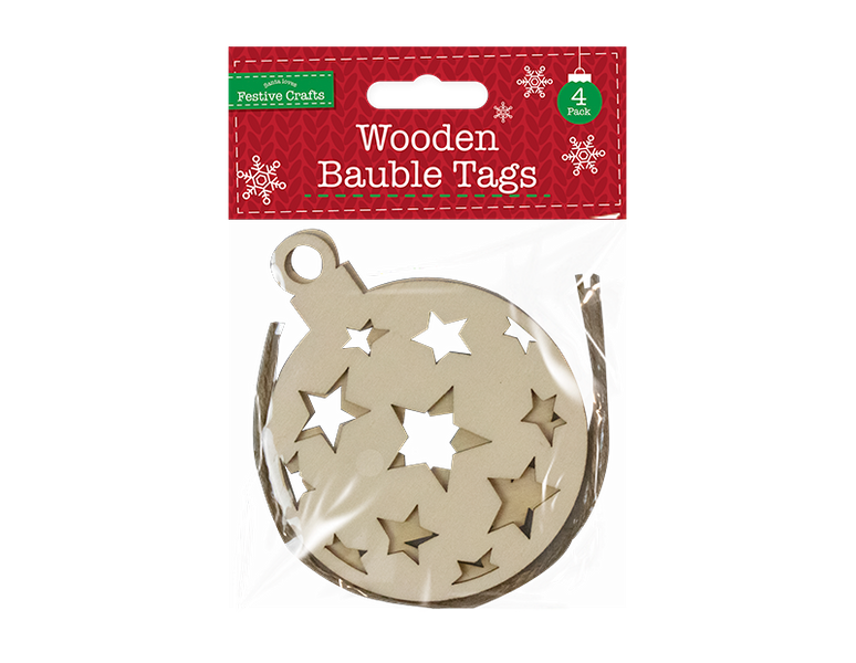 Wooden Baubles Tags (4 Pack)