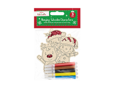 Colour-In Wooden Hanging Characters (3 Pack)