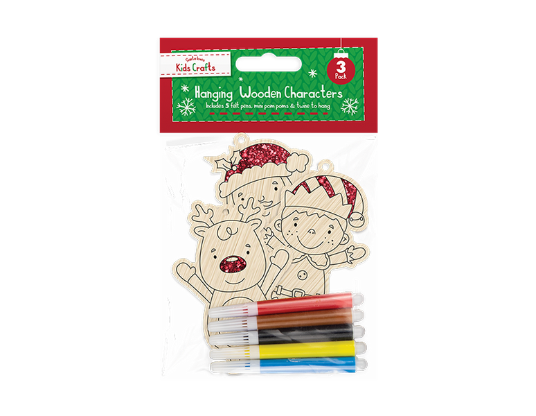 Colour-In Wooden Hanging Characters (3 Pack)