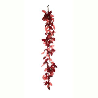 Garland - Holly Leaves - Red/Gold - L182cm