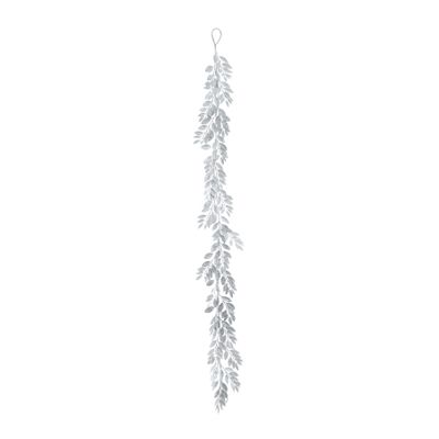 Glitter Leaf Garland - Silver - 180cm