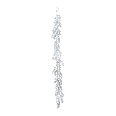 Glitter Leaf Garland - Silver - 180cm