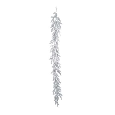 Glitter Leaf Garland - Silver - 183cm