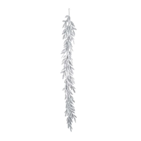 Glitter Leaf Garland - Silver - 183cm