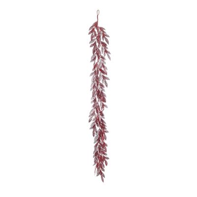 Glitter Leaf Garland - Red - 183cm