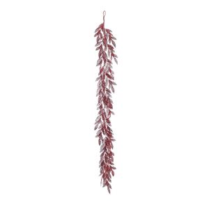 Glitter Leaf Garland - Red - 183cm