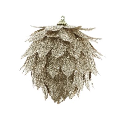 Glitter Floral Hanging Decoration - Gold - 10cm
