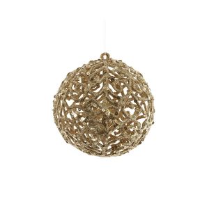 Filigree Glitter Ball Hanging Decoration - Gold - 13cm