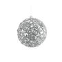 Filigree Glitter Ball Hanging Decoration - Silver - 13cm