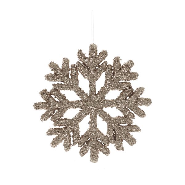 Glitter Sparkly Snowflake Hanging Decoration - Gold