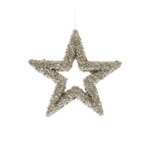 Glitter Open Star Hanging Decoration - Gold - 22cm