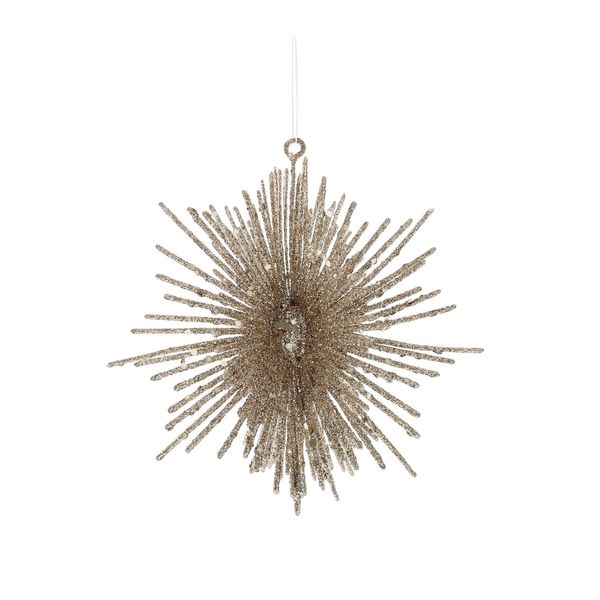 Glitter Firework Hanging Decoration - Gold - 15cm